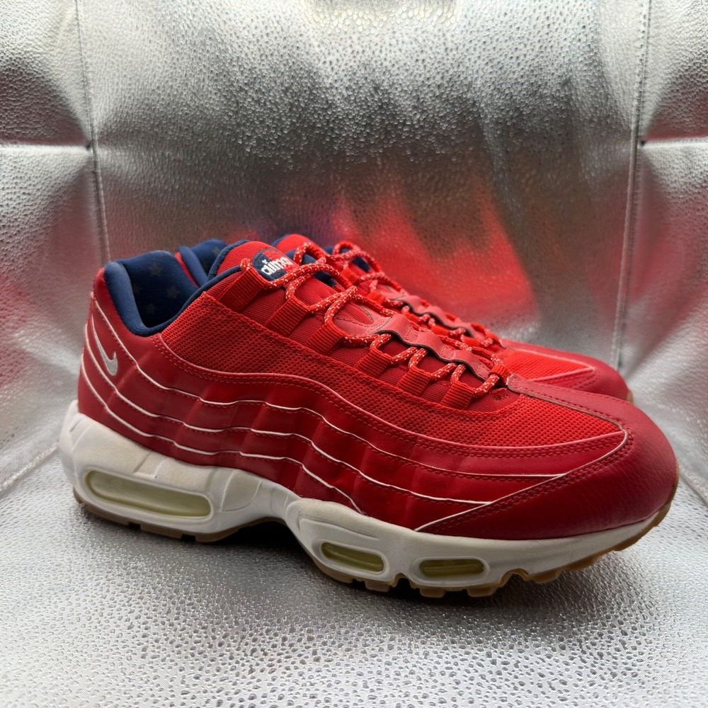 Size 10.5 Nike Air Max 95 Independence Day Mens Red Good 538416-614 Stars Gum